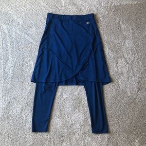 Snoga Skirted Leggings - faux wrap - ankle length - L - navy